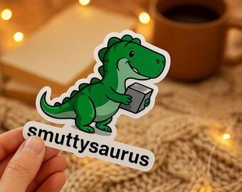 Smuttysaurus Sticker: Funny Dinosaur Vinyl Decal for Spicy Book Lovers