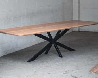 White Oak 'NORTHSTAR' Dining Table, Steel Pedestal Base, For Custom Order Only