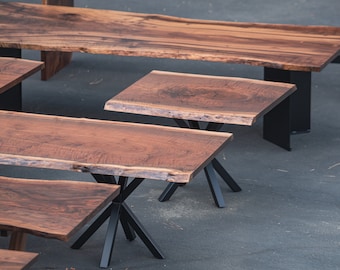 Live Edge Walnut Dining Tables, Various Designs, For Custom Order Only