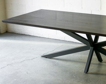Walnut 'NORTHSTAR' Dining Table, Steel Pedestal Base, For Custom Order Only