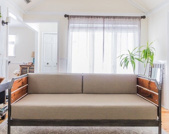 Modern Redwood Sofa or Daybed, Steel Frame, Custom, 'Meyers' Series