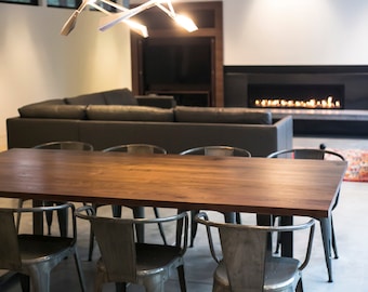 Walnut 'SAKAMOTO' Dining Table, Steel Trapezoid Legs, For Custom Order Only