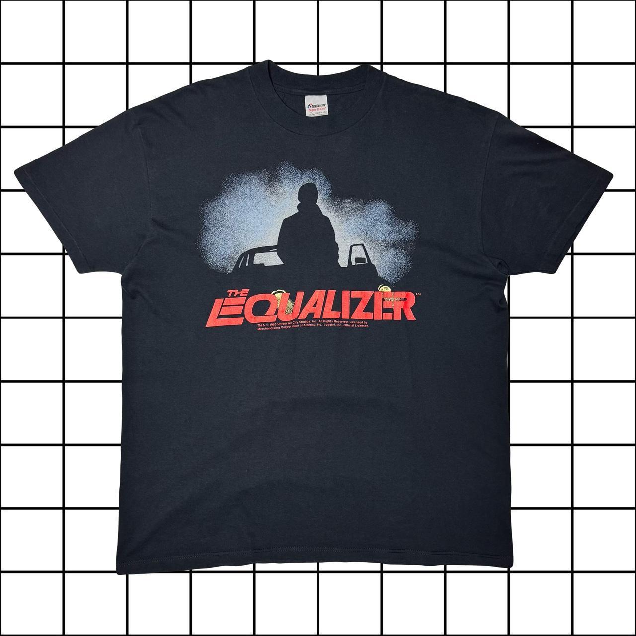 Vintage 1985 The Equalizer Movie Promo T-Shirt XL | Black Single Stitch Tee | 80s Action Film Graphic Shirt
