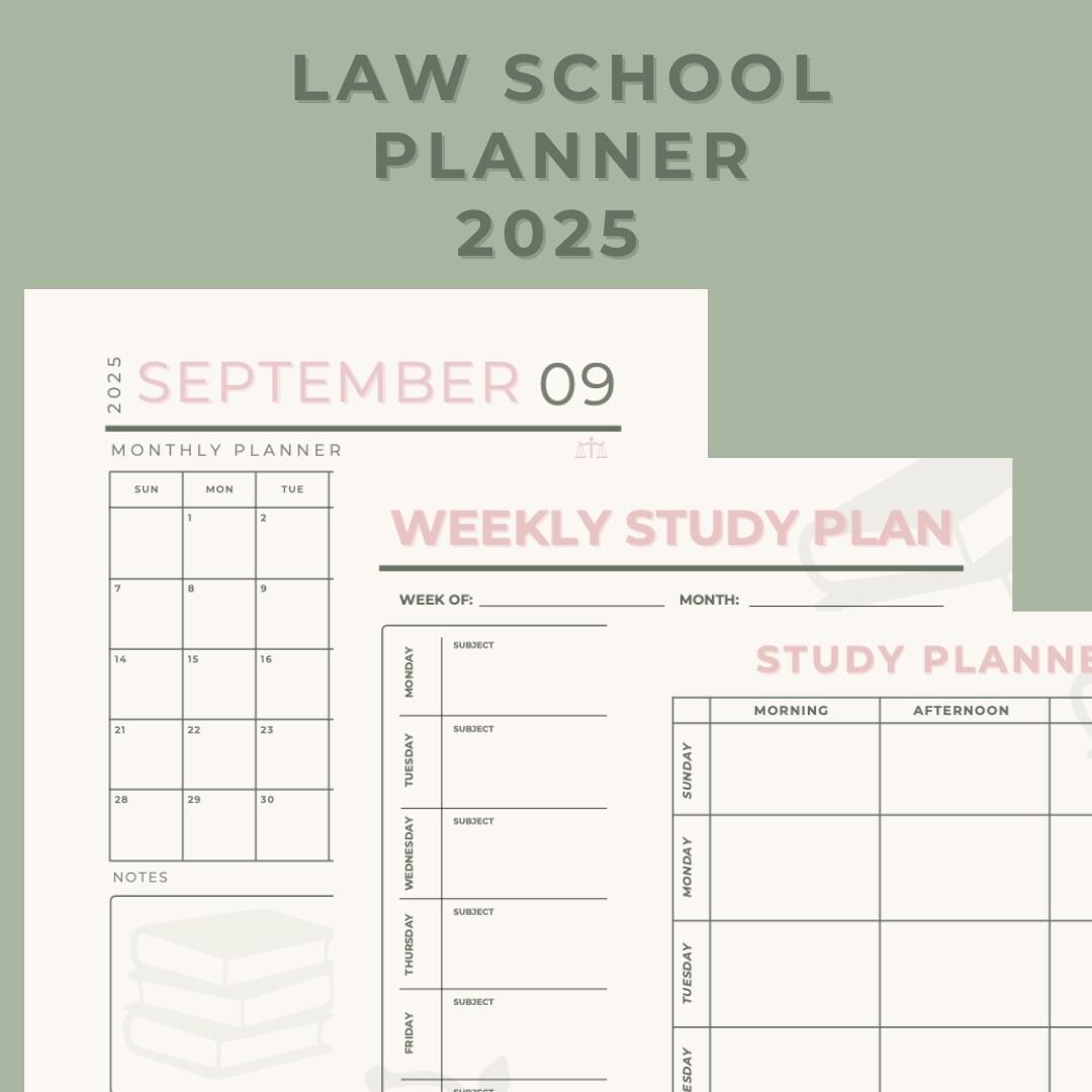 Law School Planner 2025: Law Student Study, Bar Exam Prep (digital ...