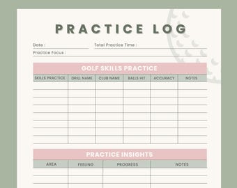 Golf Übungs- & Bohr-Buch: Journal zur Verbesserung des Golfspiels für Frauen (Digitaler Download PDF)