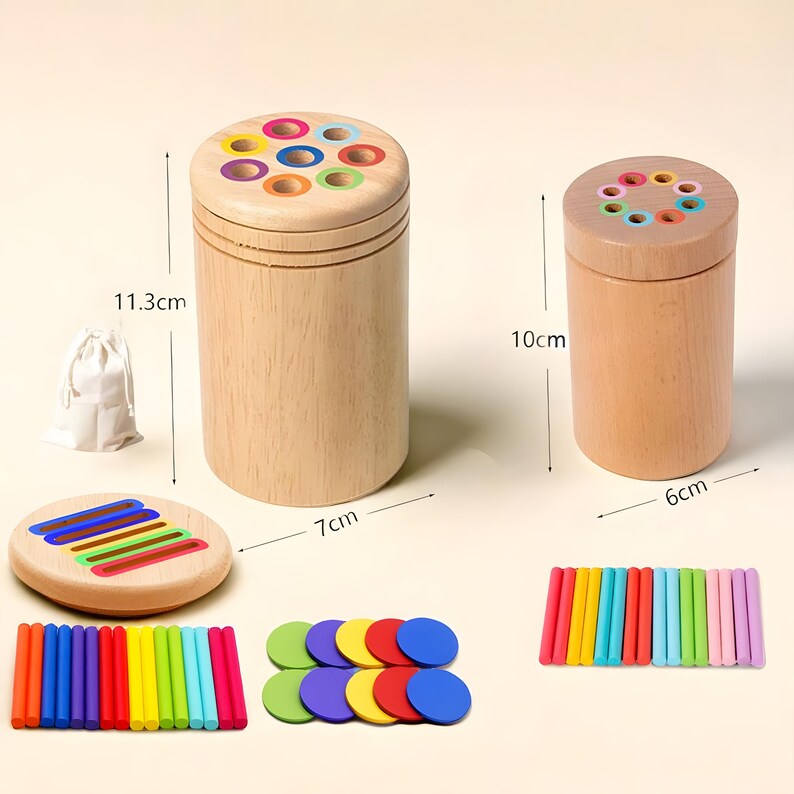 Montessori Wooden Color Sorting Toy – Fine Motor & Shape Matching ...