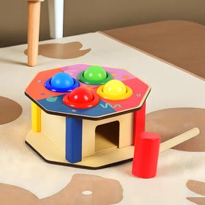Montessori Wooden Hammering Toy – Pounding Bench for Toddlers, Fine Motor Skill Development, Educational Learning Gift for Kids