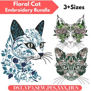 Niedliche Blumen Katzen Stickmotive Stickmuster Niedliche Stickmuster Stickmuster Stickdateien pdf