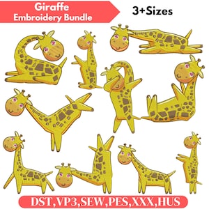 Cute giraffe embroidery design bundle baby giraffe embroidery file floral giraffe embroidery pattern funny giraffe design safari animal pes