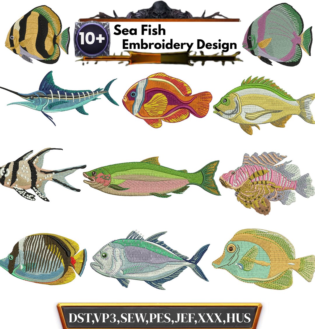 Embroidered Fish Fish Embroidery Design, Tropical Fish Embroidery, Fishing Embroidery ...