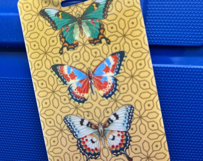 Luggage Tag - Butterflies on Gold Background