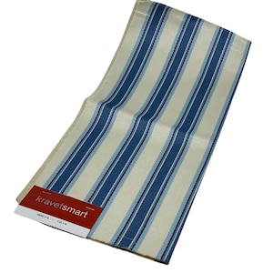 Kravet Smart Fabric Sample 2 Tone Blue/Cream Striped Remnant Crafts