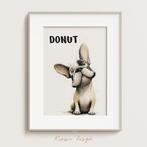 Personalized Nursery Art Print, Custom French Bulldog Poster with Pet&#39;s Name, Minimalist Kids Room Decor, Digital Dog Art, Baby Gift