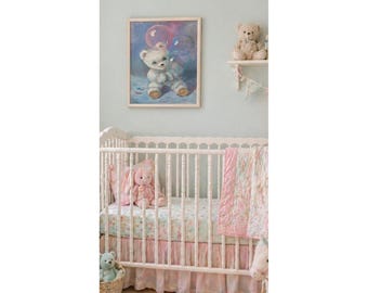 Quadro vintage con orsacchiotto del 1997, decorazione per la cameretta dei bambini - firmato