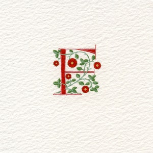 Initial letter handpainted in red with roses handmade letter giftgift.