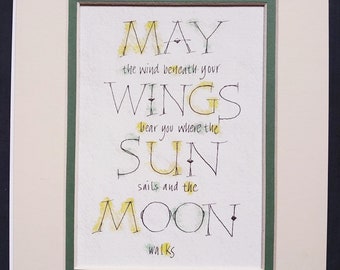 May the wind beneath your wings Gandalf quote print, Tolkein print, Hobbit Print, Fantasy Word Art print.