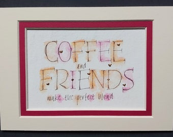 Coffee print with 23c gold leaf friend gift.