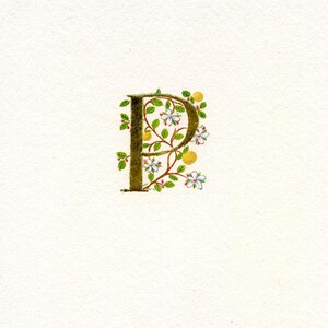 23c Gold leaf letter handpainted with apple blossom and apples custom handmade letters