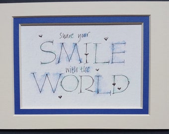 Share your Smile print with Palladium hearts calligraphy giclee print.