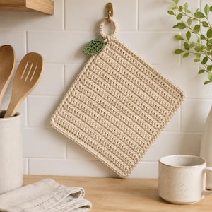 Crochet Potholder Pattern, Double Layer Hot Pad PDF, Easy Textured Pot Holder, Beginner Kitchen Crochet Pattern