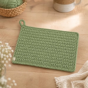 Crochet Trivet Pattern PDF: Beginner Rectangle Cotton Kitchen Mat, Easy Half Double Crochet Digital Download