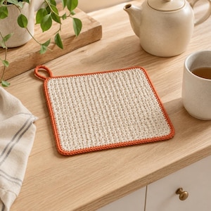 Crochet Potholder Pattern PDF, Beginner Double Layer Hot Pad, Textured Cotton Trivet, Easy Kitchen Crochet, Instant Download