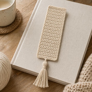 Crochet Bookmark Pattern PDF, Easy Beginner Tassel Bookmark, Quick Scrap Yarn Project, Digital Download