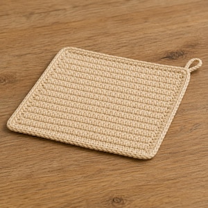 Crochet Potholder Pattern PDF, Easy Textured Trivet with Hanging Loop, Beginner Cotton Kitchen Pad Digital Download