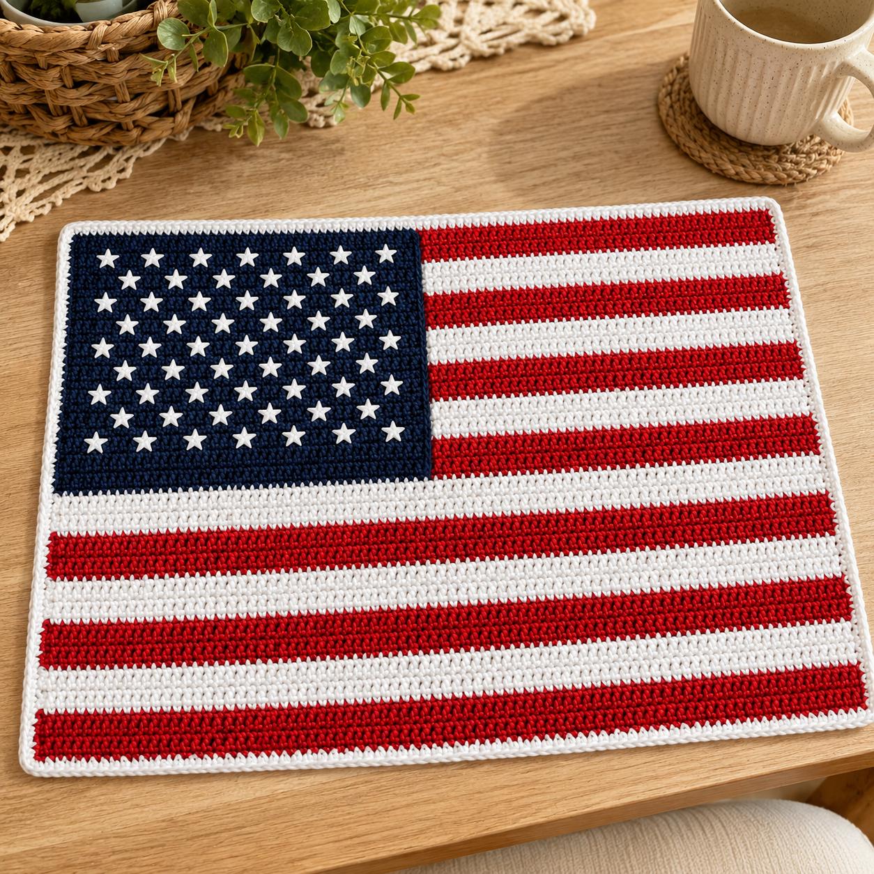 American Flag Placemat Crochet Pattern PDF