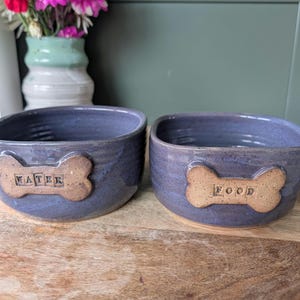 Handmade Square Ceramic Dog Bowl: Pottery Food/Water Dish