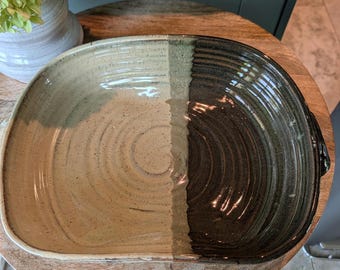Handmade Ceramic Casserole Dish, Large Stoneware Baking Dish, Farmhouse Serving Dish for Lasagna & Family Meals