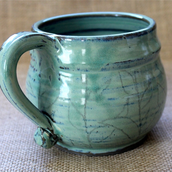 Pottery soup bowl, Extra large, unique wheel thrown, soup mug with handle, Made to order