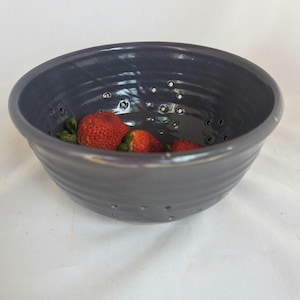 Ceramic Berry Bowl Small Handmade Fruit Colander Rustic Wheel Thrown Stoneware Kitchen Bowl
