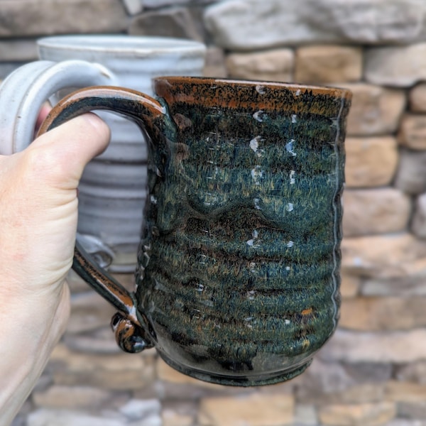 Giant pottery mug, extra large stoneware wheel thrown ceramic mug, handmade coffee mug