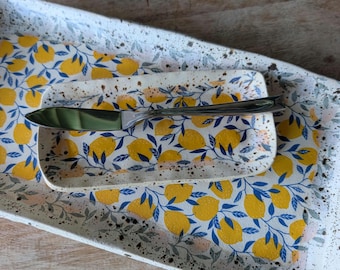 Ring Dish, Lemon Catchall Tray, Small Gift for Her, Hostess Gift, Kitchen Counter Decor