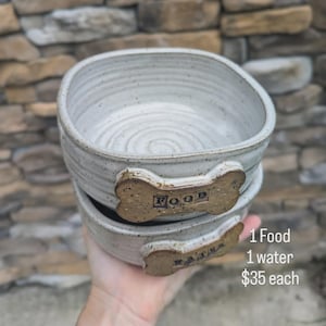 Handmade Square Ceramic Dog Bowl: Wheel Thrown Pottery Dish