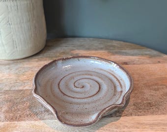 Ceramic Spoon Holder, Handmade Pottery Utensil Rest, Modern Farmhouse Kitchen