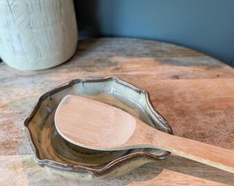 Ceramic Ladle Rest, Handmade Stoneware Kitchen Decor, Housewarming Gift