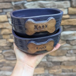 Handmade Square Ceramic Dog Bowl: Pottery Food/Water Dish