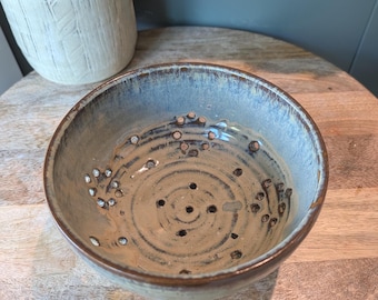 Handmade Berry Bowl, Ceramic Colander,  Wheel Thrown Stoneware Fruit Bowl,  Farmhouse Kitchen Decor