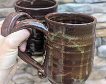 Extra Large Ceramic Coffee Mug: Handmade Wheel Thrown Stoneware