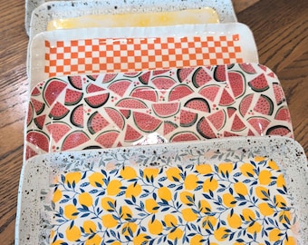 Game Day Serving Platter, Orange and White Checkered Tray, Tennessee Kitchen Decor, Football Party Appetizer Plate, Handmade Pottery Gift