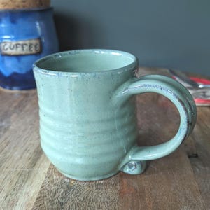 Pottery Mug Wheel Thrown Ceramic Coffee Cup Handmade Rustic Stoneware Mug Seafoam Green Aud Pottery
