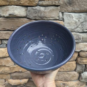 Ceramic Berry Bowl Small Handmade Fruit Colander Rustic Wheel Thrown Stoneware Kitchen Bowl