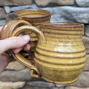 Handmade Ceramic Coffee Mug: 12 oz Wheel-Thrown Stoneware Cup