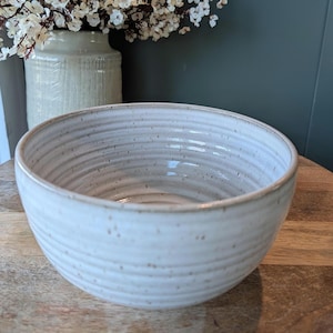 Handmade Sourdough Mixing Bowl, Wheel Thrown Stoneware Rustic Ceramic Batter & Prep Bowl