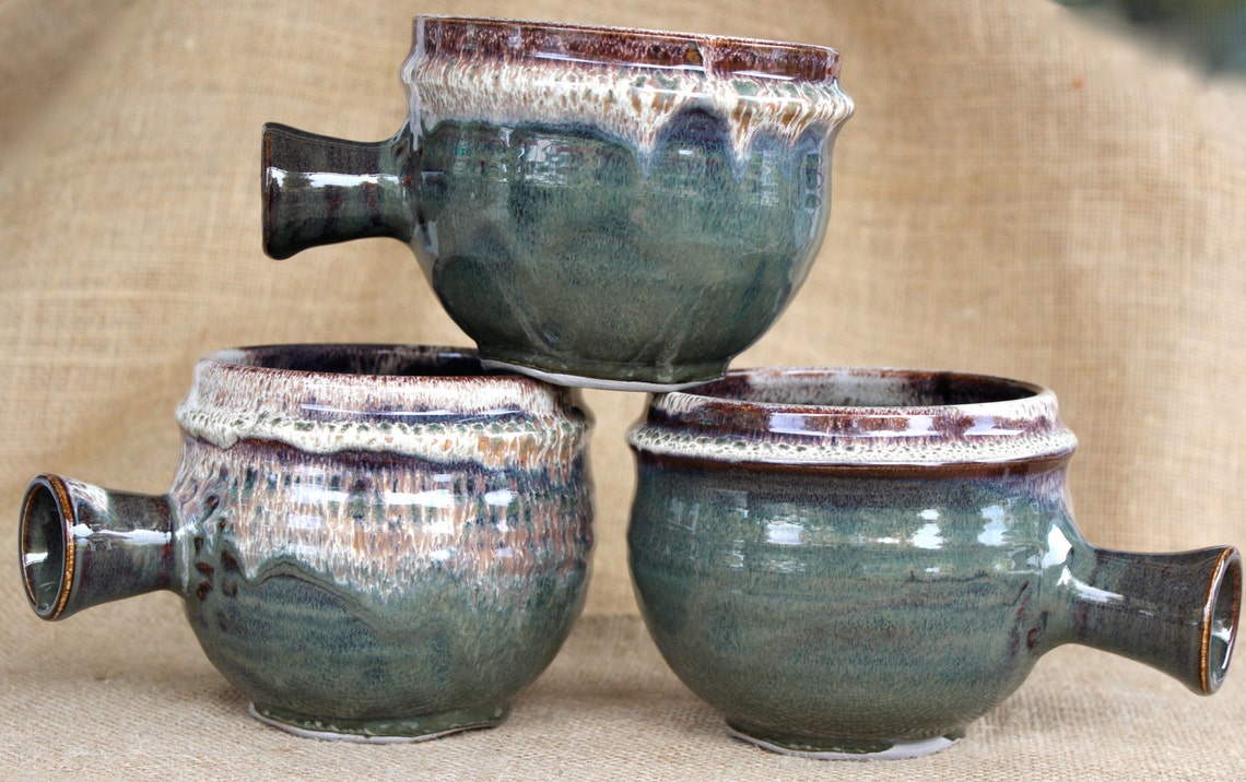 Soup bowls with handle wheel thrown stoneware Large soup Etsy