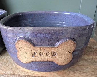 Ceramic Dog Bowl, Gift for Dog Lover, Square Stoneware Pet Dish, Handmade Wheel thrown