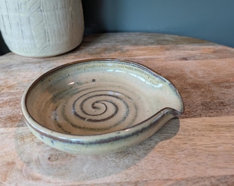 Handmade Pottery Spoon Rest, Rustic Ceramic Kitchen Gift for Chicken Lovers