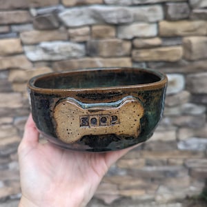 Handmade Ceramic Square Dog Bowl: Pottery Food/Water Dish